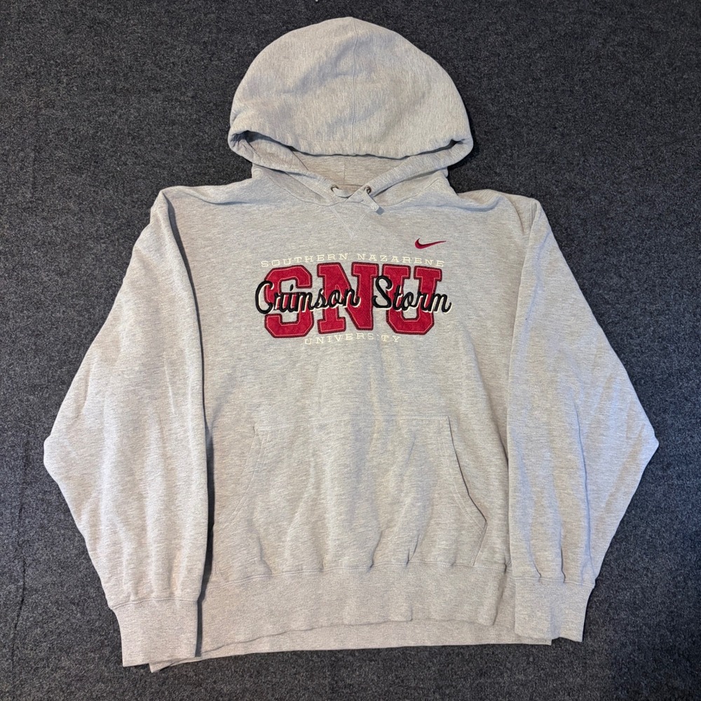 Nike SNU Southern Nazarene University Crimson Storm Hoodie Gray Mens XL